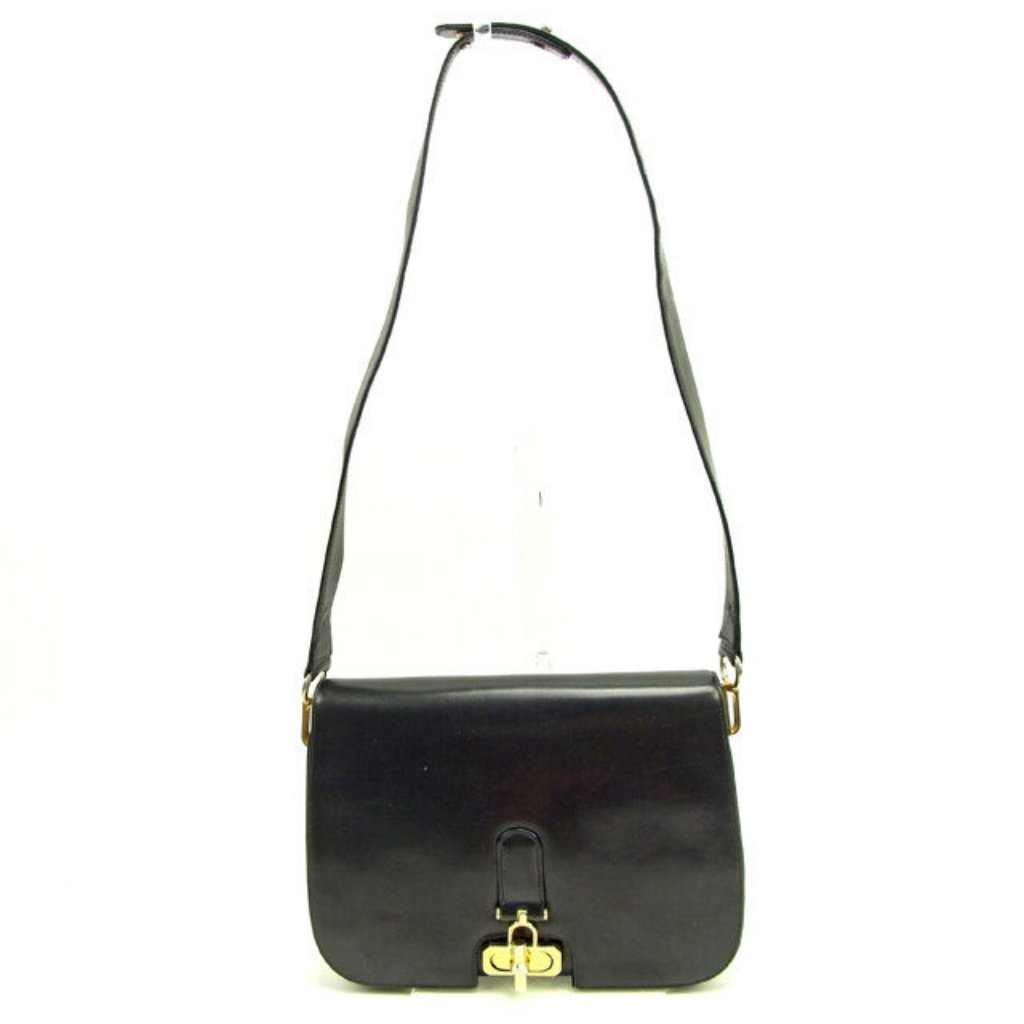 Bally Shoulder Bag Black Gold Woman Authentic Used